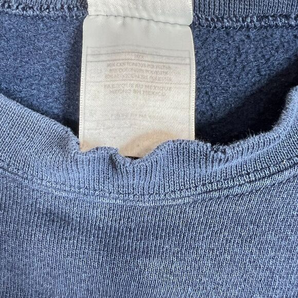 VINTAGE Nike Sweatshirt Mens XL Blue Crewneck 90s Embroidered Swoosh Navy Check - Picture 5 of 13